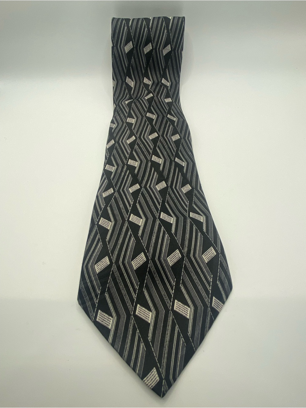 Haggar Black and Silver Geometric Men's Tie